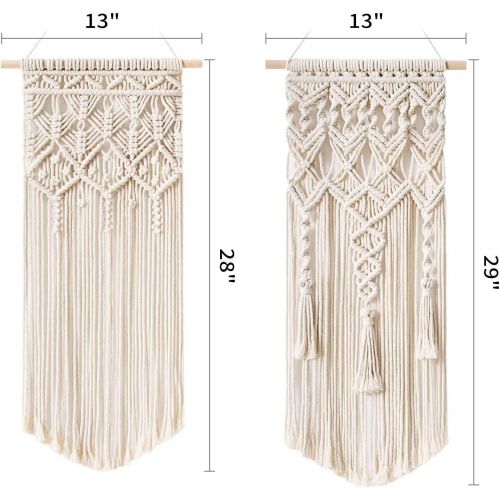  Besuchen Sie den Mkouo-Store Mkouo 2 Pcs Makramee Woven Wandbehang Boho Chic Bohemian Home Geometric Art Decor - Schoene Wohnungs-Schlafsaal-Raumdekoration, 71cm (L) x 33cm (W) and 73cm (L) x 33cm (W)