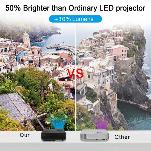  Upgraded Mlison Projector Video Home TV Theater 1080p Laptop +30% Lumens Led Mini Portable Multimedia Game Projector for PC iphone Smartphone PS4 PS3 Amazon Fire TV Stick, HDMI, VG