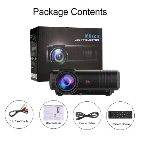  Projector Mlison 2018 Upgraded HD Game Movie Mini Portable +30% Lumens 1080P Home Theater LCD Video Projector Support Amazon Fire TV Stick iPad iPhone Smartphone Laptop PC PS4 PS3