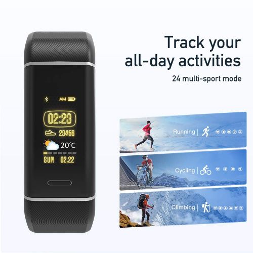  Mlorras Fitness Armband, Wasserdicht IP68 Fitness Tracker, Pulsmesser Aktivitatstracker Schrittzahler Uhr GPS-Routenverfolgung Kalorienzahler mit 24 Trainingsmodi, 6 Farbbildschirm Kompati