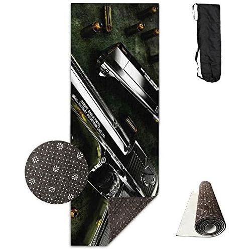  Mmim Bullets And Silver Semi-automatic Pistols Yoga Mat - Advanced Yoga Mat - Non-Slip Lining - Easy To Clean - Latex-Free - Lightweight And Durable - Long 180 Width 61cm