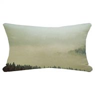 Mmordowr Lumbar Pillow Cover Decorative Rectangle Pillowcase Linen Thick Fir Fog Covered Coniferous Forest Nature Gloom Weather Dark Range Parks Woods Deep Outdoor Cushion Case for Sofa Car