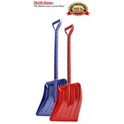  MnM-Home Extra Strong One Piece Construction, KidsToddler Plastic Snow  Beach sand Shovel. Two Set, Red-(girl) Blue-(boy).