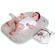 MoBaby Portable Changing Pad, Luxurious Soft-as-Suede Change Clutch, Machine Washable, Chic Cushioned Change Station for Baby, Infant, and Newborn, Cream Color