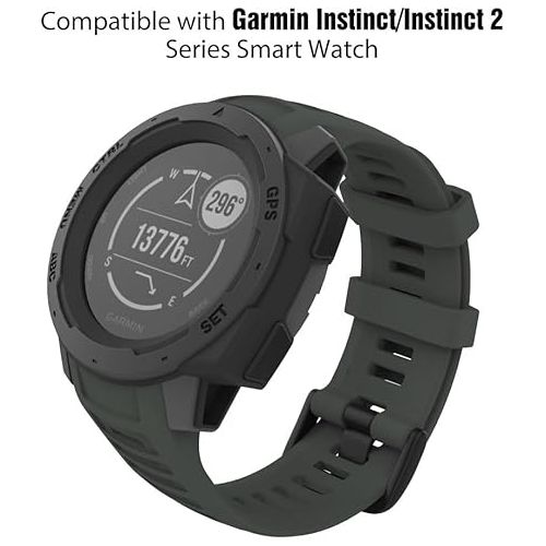  MoKo Watch Strap Compatible with Garmin Instinct Esports/Solar/Tactical/Tide Military Watch,Soft Silicone Adjustable Replacement Band Fit Garmin Instinct 2 Sports GPS Smart Watch - Graphit Gray