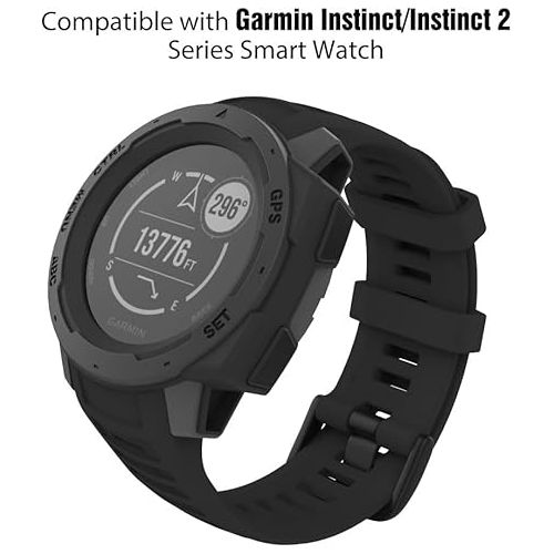  MoKo Watch Strap Compatible with Garmin Instinct Esports/Solar/Tactical/Tide Military Watch,Soft Silicone Adjustable Replacement Band Fit Garmin Instinct 2 Sports GPS Smart Watch - Black