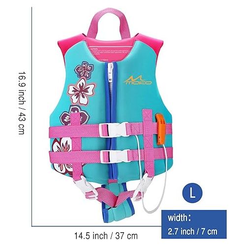  MoKo Swimming Vest for Kids 46-77 lbs, Clearance Children Swim Vests Water Activity Equipment Cute Pattern Watersports Swimming Device for Toddlers Boys Girls, L Size - Lake Blue