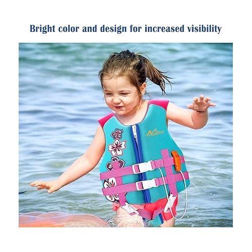  MoKo Swimming Vest for Kids 46-77 lbs, Clearance Children Swim Vests Water Activity Equipment Cute Pattern Watersports Swimming Device for Toddlers Boys Girls, L Size - Lake Blue