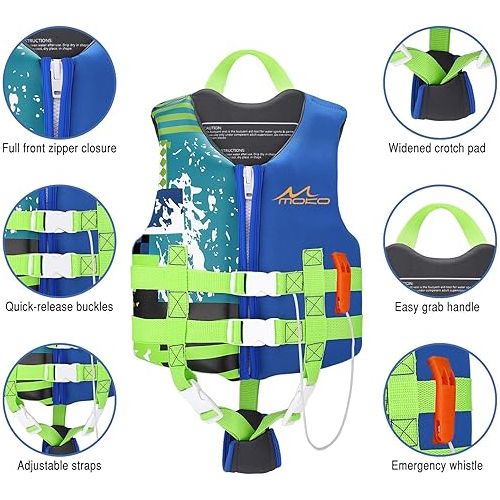  MoKo Swimming Vest for Kids 46-77 lbs, Clearance Children Swim Vests Water Activity Equipment Cute Pattern Watersports Swimming Device for Toddlers Boys Girls, L Size - Indigo