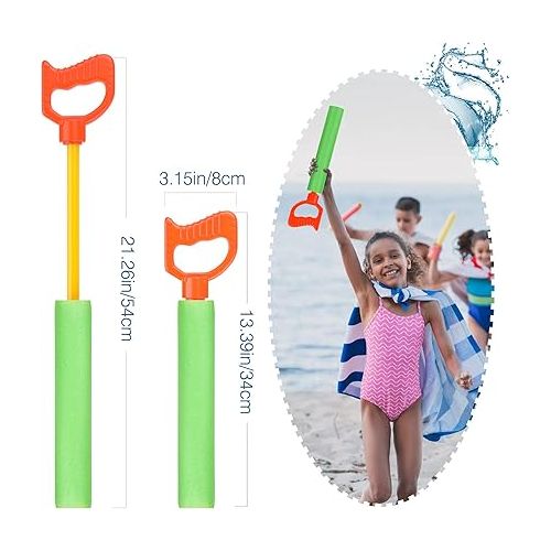  MoKo Water Pistol for Adults & Kids, 6 Pack Water Blaster Foam Shooter Set Cannon Pool Accessories with 35ft Shooting Range Length for Summer Outdoor Beach Game, Blue+Yellow+Red+Green