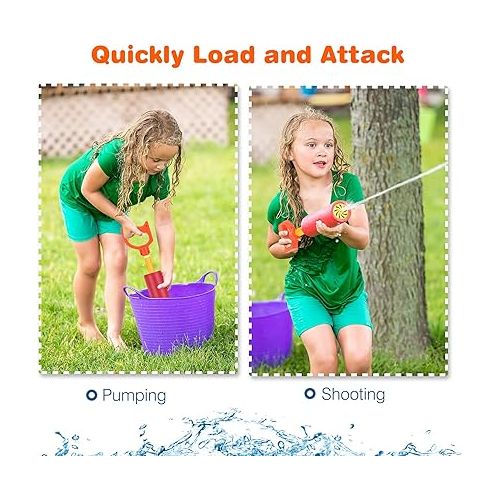  MoKo Water Pistol for Adults & Kids, 6 Pack Water Blaster Foam Shooter Set Cannon Pool Accessories with 35ft Shooting Range Length for Summer Outdoor Beach Game, Blue+Yellow+Red+Green