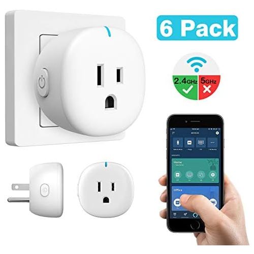  [아마존핫딜][아마존 핫딜] MoKo WiFi Smart Plug, [6 Pack] Mini WiFi Outlet Mini Socket Compatible with Alexa Echo, Google Home & IFTTT, Smart Life App Remote Control Home Appliances, 10A, No Hub Required, Wh