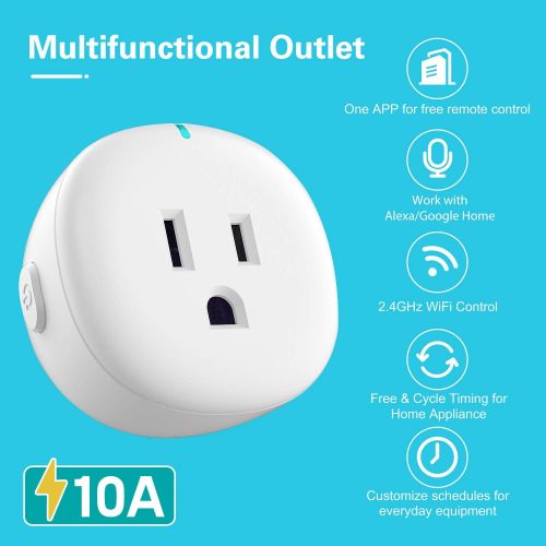  [아마존핫딜][아마존 핫딜] MoKo WiFi Smart Plug, [6 Pack] Mini WiFi Outlet Mini Socket Compatible with Alexa Echo, Google Home & IFTTT, Smart Life App Remote Control Home Appliances, 10A, No Hub Required, Wh