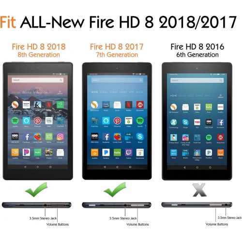  [아마존베스트]MoKo Case for All-New Amazon Fire HD 8 Tablet (7th/8th Generation, 2017/2018 Release) - Slim Folding Stand Cover for Fire HD 8, BLACK (with Auto Wake / Sleep)