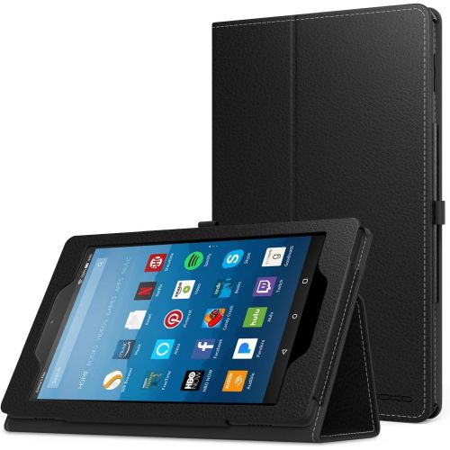  [아마존베스트]MoKo Case for All-New Amazon Fire HD 8 Tablet (7th/8th Generation, 2017/2018 Release) - Slim Folding Stand Cover for Fire HD 8, BLACK (with Auto Wake / Sleep)