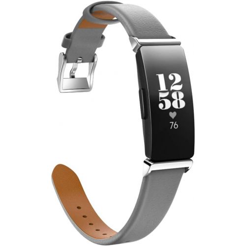  [아마존베스트]MoKo Watch Band Compatible with Fitbit Inspire/Inspire HR, Premium Genuine Leather Replacement Strap with Connector Fit Fitbit Inspire/Inspire HR Heart Rate + Fitness Wristband - G