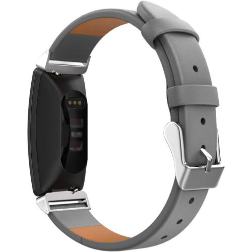  [아마존베스트]MoKo Watch Band Compatible with Fitbit Inspire/Inspire HR, Premium Genuine Leather Replacement Strap with Connector Fit Fitbit Inspire/Inspire HR Heart Rate + Fitness Wristband - G