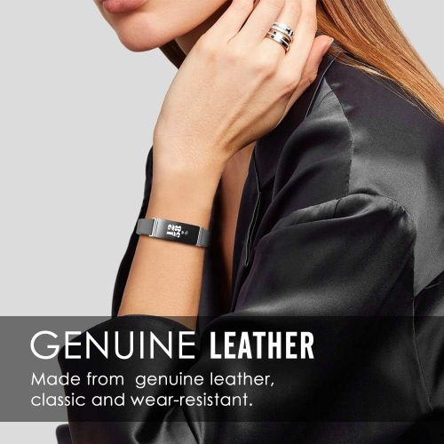  [아마존베스트]MoKo Watch Band Compatible with Fitbit Inspire/Inspire HR, Premium Genuine Leather Replacement Strap with Connector Fit Fitbit Inspire/Inspire HR Heart Rate + Fitness Wristband - G