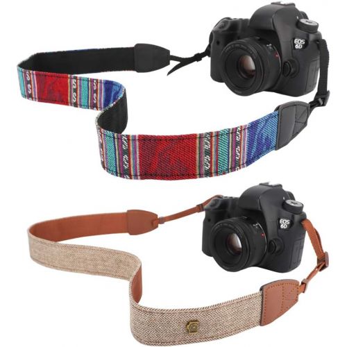  MoKo Camera Strap [2 Pack], Cotton Canvas Braided Adjustable Universal Sling Shoulder Neck Belt for All DSLR Digital Camera Canon, Fuji, Nikon, Olympus, Panasonic, Pentax, Sony - B