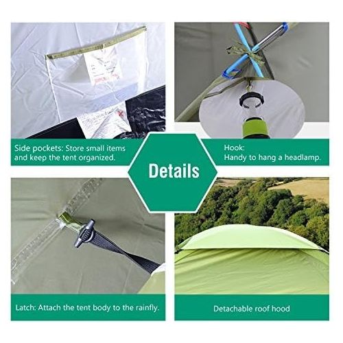  MoKo Waterproof Family Camping Tent, Portable 3 Person Outdoor Instant Cabin Tent, 4-Season Double Layer Dome Tent Sun Shelter for Hiking, Backpacking, Trekking, Mountaineering, Be