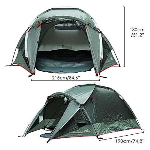  MoKo Emergency Survival Tent, Waterproof Family Camping Dome Tent 3 Person, Portable Outdoor Instant Cabin Tent, 4-Season Double Layer Sun Shelter Shade for Hiking, Backpacking, Mo