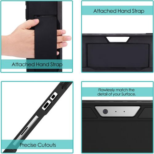  [아마존베스트]MoKo Case Fit Microsoft Surface Pro 7 / Pro 6 / Pro 5 / Pro 2017 / Pro 4 / Pro LTE, All-in-One Protective Rugged Cover Case with Pen Holder, Hand Strap, Compatible with Type Cover