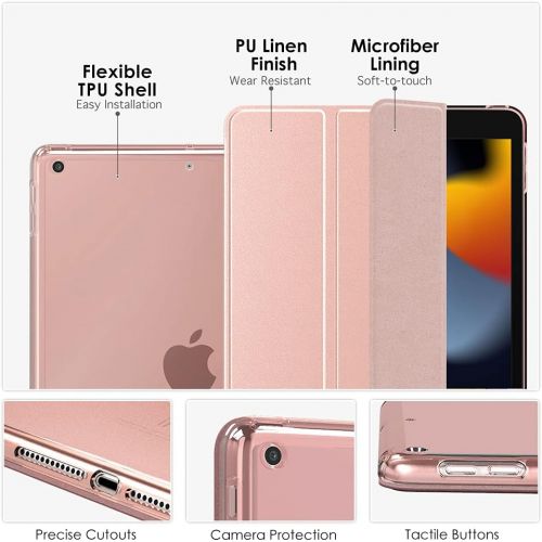  [아마존베스트]MoKo Case Fit New iPad 8th Generation 10.2 2020 / iPad 7th Gen 2019, iPad 10.2 Case with Stand, Soft TPU Translucent Frosted Back Cover Slim Shell for iPad 10.2 inch, Auto Wake/Sle