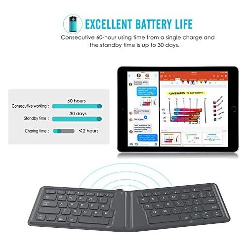  [아마존베스트]MoKo Wireless Bluetooth Keyboard, Ultra-Thin Foldable Rechargeable Keyboard for iPhone, iPad 9.7, iPad pro, Fire HD 10, Compatible with All iOS, Android and Windows Tablets Smartph