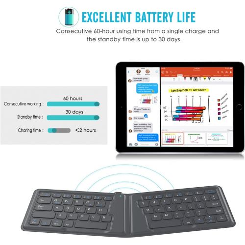  [아마존베스트]MoKo Wireless Bluetooth Keyboard, Ultra-Thin Foldable Rechargeable Keyboard for iPhone, iPad 9.7, iPad pro, Fire HD 10, Compatible with All iOS, Android and Windows Tablets Smartph