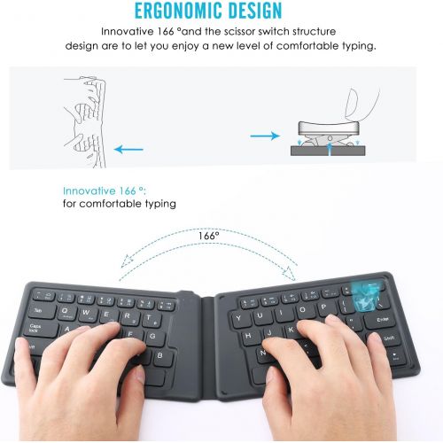  [아마존베스트]MoKo Wireless Bluetooth Keyboard, Ultra-Thin Foldable Rechargeable Keyboard for iPhone, iPad 9.7, iPad pro, Fire HD 10, Compatible with All iOS, Android and Windows Tablets Smartph