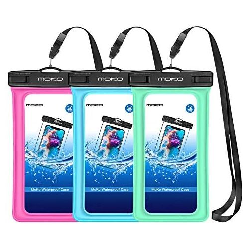  [아마존베스트]MoKo Floating Waterproof Phone Pouch [3 Pack], Floatable Phone Case Dry Bag with Lanyard Armband Compatible with iPhone 12/12 Mini/12 Pro, iPhone 11/11 Pro, X/Xs/Xr/Xs Max,8, Galax