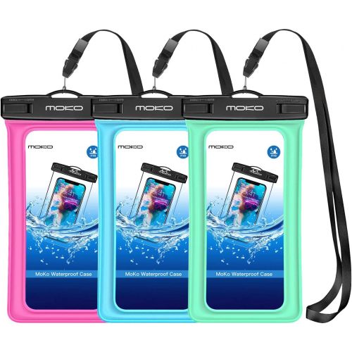  [아마존베스트]MoKo Floating Waterproof Phone Pouch [3 Pack], Floatable Phone Case Dry Bag with Lanyard Armband Compatible with iPhone 12/12 Mini/12 Pro, iPhone 11/11 Pro, X/Xs/Xr/Xs Max,8, Galax