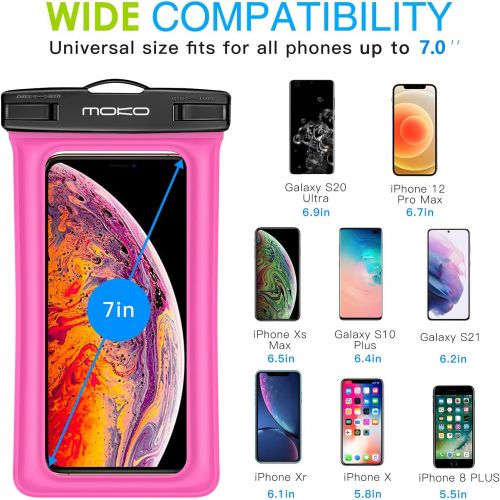  [아마존베스트]MoKo Floating Waterproof Phone Pouch [3 Pack], Floatable Phone Case Dry Bag with Lanyard Armband Compatible with iPhone 12/12 Mini/12 Pro, iPhone 11/11 Pro, X/Xs/Xr/Xs Max,8, Galax