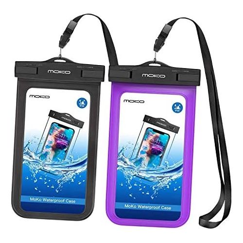  [아마존베스트]MoKo Waterproof Phone Pouch [2 Pack], Underwater Cellphone Case Dry Bag with Lanyard Armband Compatible with iPhone 11/11 Pro Max, X/Xs/Xr/Xs Max, 8/7/6s Plus, Galaxy S20/S10,S9 Pl