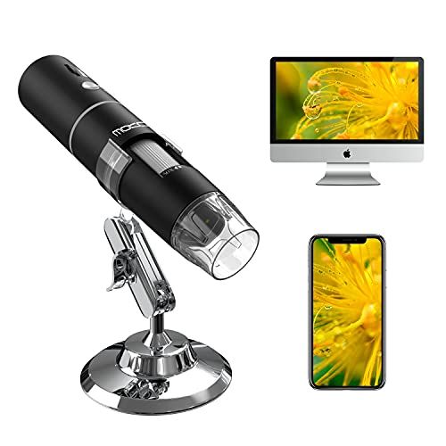  [아마존베스트]MoKo WiFi USB Digital Microscope, HD 2MP Microscope, 1000X Magnification Mini Kids Camera Wireless Endoscope with 8 LEDs, Metal Stand for iPhone/iPad/Windows/Android/iOS, Black