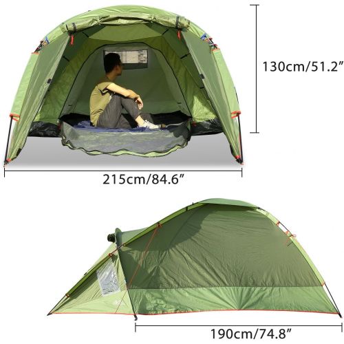  MoKo Waterproof Family Camping Tent, Portable 3 Person Outdoor Instant Cabin, 4-Season Double Layer, Army green