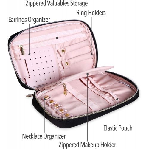  [아마존 핫딜]  [아마존핫딜]MoMA Travel Jewelry Organizer - 9.8”L x 6.1”W x 1.9”H Jewelry Case - Jewelry Storage Box for Necklace, Earrings, Rings, Bracelets - Women Quilted Jewelry Box Organizer - Girl Porta