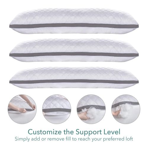  [아마존 핫딜]  [아마존핫딜]MoMA Premium Adjustable Loft Quilted Body Pillows - Hypoallergenic Fluffy Pillow - Quality Plush Pillow - Down Alternative Pillow - Head Support Pillow - 21x54