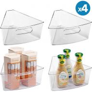 [아마존 핫딜]  [아마존핫딜]MoMA Lazy Susan Organizers (4 Packs), 10”x9.4”x4” Plastic Transparent Kitchen Cabinet Storage Bins, 4 Deep Container, 1/8 Wedge - Food Safe, BPA Free