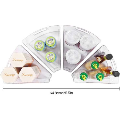  [아마존 핫딜]  [아마존핫딜]MoMA Lazy Susan Organizers (4 Packs), 10”x9.4”x4” Plastic Transparent Kitchen Cabinet Storage Bins, 4 Deep Container, 1/8 Wedge - Food Safe, BPA Free