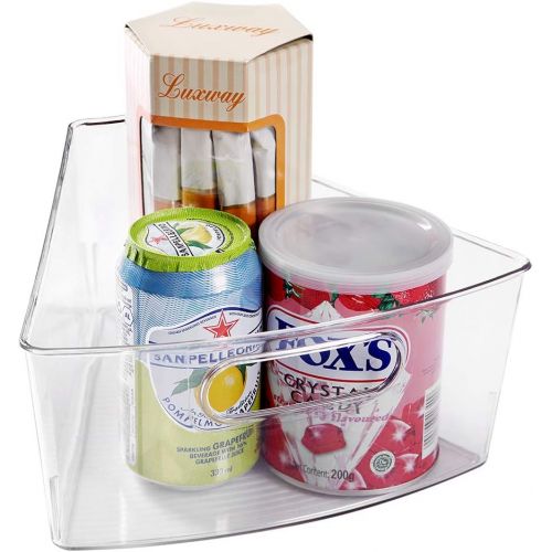  [아마존 핫딜]  [아마존핫딜]MoMA Lazy Susan Organizers (4 Packs), 10”x9.4”x4” Plastic Transparent Kitchen Cabinet Storage Bins, 4 Deep Container, 1/8 Wedge - Food Safe, BPA Free