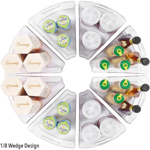  [아마존 핫딜]  [아마존핫딜]MoMA Lazy Susan Organizers (4 Packs), 10”x9.4”x4” Plastic Transparent Kitchen Cabinet Storage Bins, 4 Deep Container, 1/8 Wedge - Food Safe, BPA Free