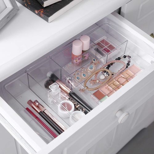  [아마존핫딜][아마존 핫딜] MoMA Expandable Makeup Organizer - Adjustable Makeup Brush Organizer (4 Packs) - Plastic Makeup Organizer for Bathroom Drawers, Vanities, Countertops - Scalable Cosmetics Organizer