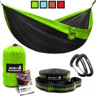 MoMo Outdoors Lightweight Double Camping Hammock - Adjustable Tree Straps & Ultralight Carabiners Included - Two Person Best Portable Parachute Nylon Hammocks for Hiking, Backpacking, Travel & B