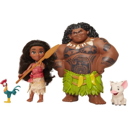  Moana Disney Doll with Maui Demigod Doll Figure, 4 Piece Little Petite Story Telling Gift Set for Girls Ages 3 and Up