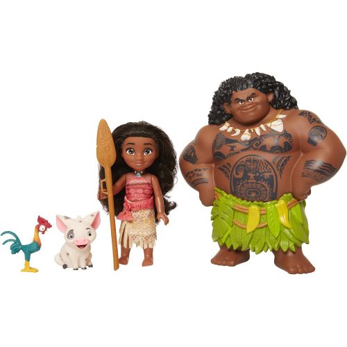  Moana Disney Doll with Maui Demigod Doll Figure, 4 Piece Little Petite Story Telling Gift Set for Girls Ages 3 and Up