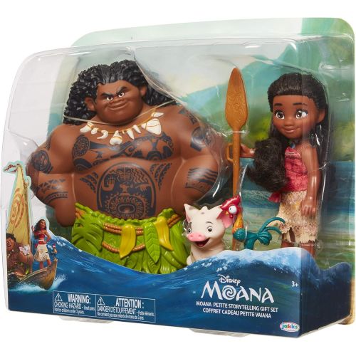  Moana Disney Doll with Maui Demigod Doll Figure, 4 Piece Little Petite Story Telling Gift Set for Girls Ages 3 and Up