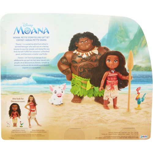  Moana Disney Doll with Maui Demigod Doll Figure, 4 Piece Little Petite Story Telling Gift Set for Girls Ages 3 and Up