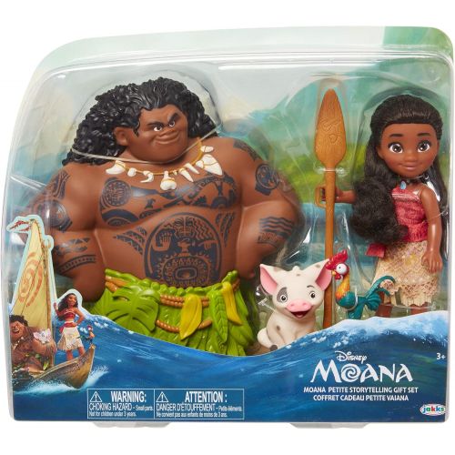  Moana Disney Doll with Maui Demigod Doll Figure, 4 Piece Little Petite Story Telling Gift Set for Girls Ages 3 and Up