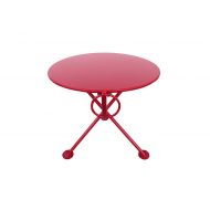 Mobel Designhaus French Cafe Bistro 20 Round Metal Top 3-leg Folding Coffee Table, Flame Red